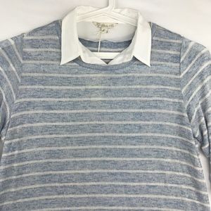 Khakis & Co Striped Sweater Blouse Duet Blue White